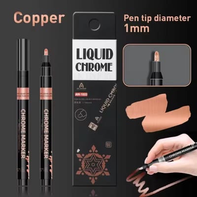 TLVX Chrome Marker Koper Brons / Permanente Chrome Stift Copper Glas / Rubber / Metaal / Papier / Kunststof / Permanente marker pen Auto / Motor / Scooter / Fiets / E-Bike / Fatbike / Hobby / Bandenstift / Tyre / Hoogglans Spiegel Chroom Waterdicht