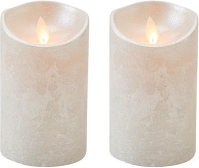 2x Zilveren LED kaarsen / stompkaarsen 12,5 cm - Luxe kaarsen op batterijen met bewegende vlam