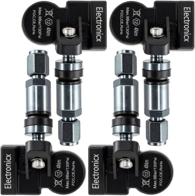 Bandenspanningssensoren - TPMS RDKS - Veilig Rijden - Voorgeprogrammeerd - 4 Stuks - Donkergrijs