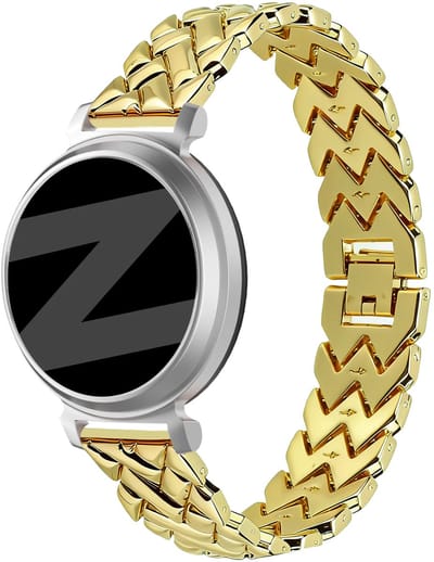 Bandz Metalen 'V-Type' bandje geschikt voor Garmin Lily 2 / Pebble Round 2 - Goud