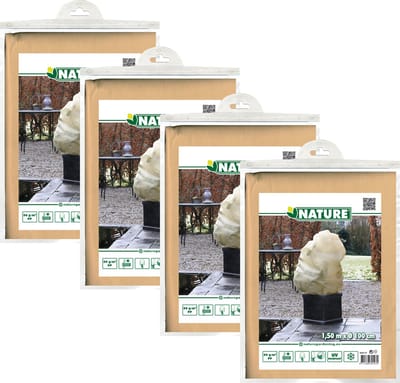 Nature plantenhoes met trekkoord - 4x stuks - H150 x D100 cm - beige - anti-vorst beschermhoes