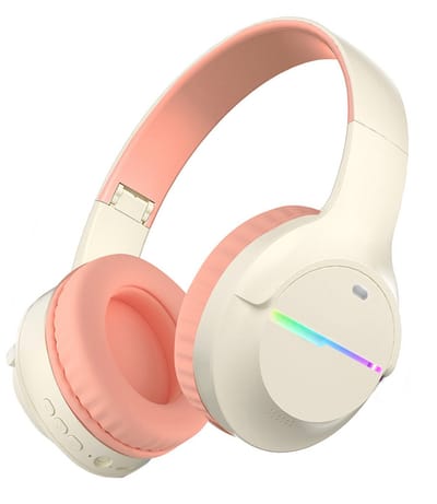 KINSI Draadloze Gaming Headset met RGB-Verlichting - koptelefoon meisje - Bluetooth Hoofdtelefoon voor Gamen & Sport,roze