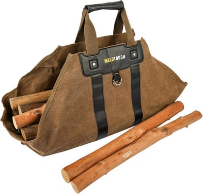 Robuuste Canvas Drager voor Brandhout met Comfortabel Handvat - Ideaal voor Open Haard en Kampvuur