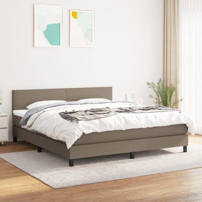 vidaXL - Boxspring - met - matras - stof - taupe - 160x200 - cm