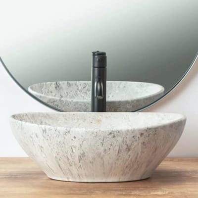 Ovale Keramische Wastafel 41 x 35 x 15 cm - Elegant Design voor Gasten WC