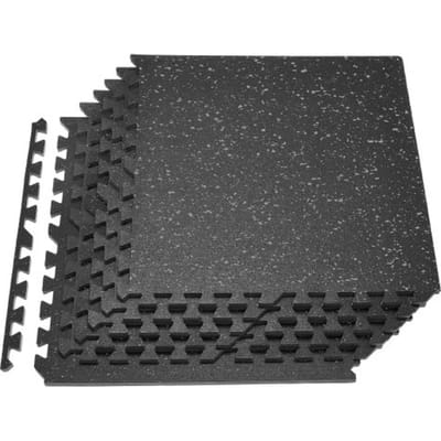 VEVOR 6 x Puzzelmat Vloerbeschermingsmat 610 x 610 x 14 mm, Hoogwaardige EVA-schuimmat, In elkaar grijpende fitnessmat, gymnastiekmat, sportmat, trainingsmat (zwart) met grijze stippen
