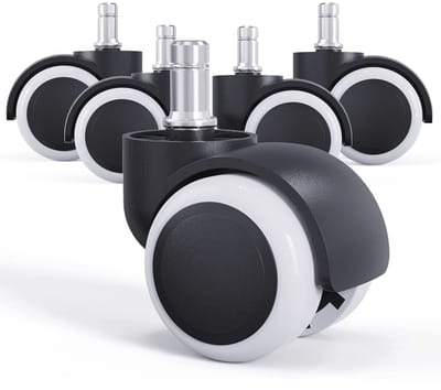 5 Draaistoelwielen voor Harde Vloeren - 11 mm/50 mm - Set van 5 - Stille en Duurzame Wieltjes voor Bureaustoelen