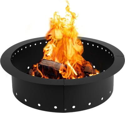 Buitenhaard Ring - Vuurkorf Inzet - Buiten Ontspannen - Rookvrij Ontwerp - 91 cm Buitenmaat - Zwart