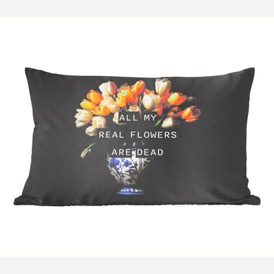 Sierkussens - Kussentjes Woonkamer - 60x40 cm - Quotes - Bloem - Tulp - Geel