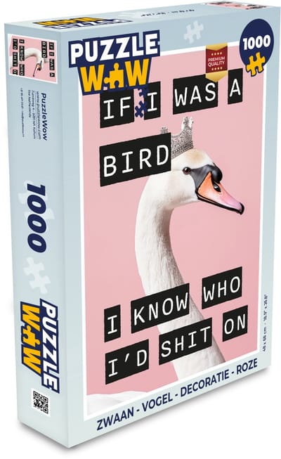 Puzzel Zwaan - Vogel - Decoratie - Roze - Legpuzzel - Puzzel 1000 stukjes volwassenen