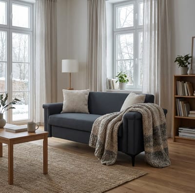DESMIU Zitbank 172 x 73,5 x 81,5 cm - 2-Zits Met Brede Armleuningen En Metalen Poten - Voor Woonkamer En Appartement - Linnen Donkergrijs
