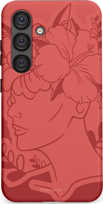 Casetastic hoesje geschikt voor Samsung Galaxy S25 - Dubbellaagse bescherming - Bloemenfluistering - Fashion Case - Koraal Terracotta
