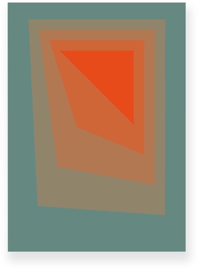 Poster 20x30 cm - Abstracte Kleurovergang - Verschuivende Rechthoeken - Oranje - Groen - Vintage - Op-Art - Muurdecoratie - Wanddecoratie