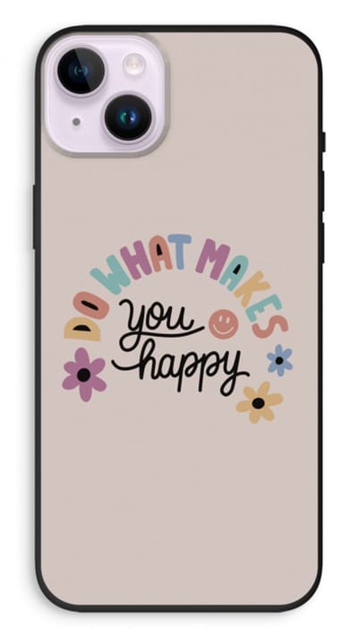Case Company® - Hoesje geschikt voor iPhone 14 Plus hoesje - Happy days - Biologisch Afbreekbaar Telefoonhoesje - Bescherming alle Kanten en Schermrand