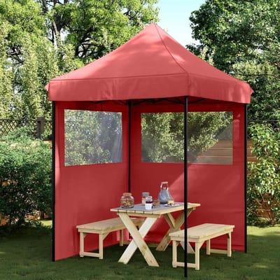 Partytent Bordeauxrood - Feesttent Vouwbaar - Buitenfeest Organiseren - Gepoedercoat Stalen Frame - 200 x 200 x 306 cm - Bordeauxrood