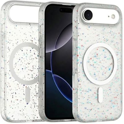 Coverzs Recycled Magsafe hoesje geschikt voor iPhone 17 Air - Magsafe telefoonhoesje - Glitter hoesje - Schokbestending