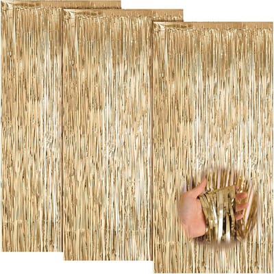 Set van 3 Metallic Foil Lametta Gordijnen 2m x 1m voor Feestdecoratie, Verjaardag en Bruiloft