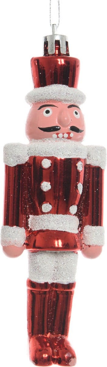 Decoris Kersthangers - notenkrakers - poppetjes/soldaten - rood/wit - 12,5 cm - Kerstversiering/boomversiering