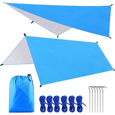 9.8 * 9.8ft Multifunctioneel Waterdicht Camping Zeil Hangmat Zonnescherm Tent Regenbescherming Lichtgewicht One Size blauw
