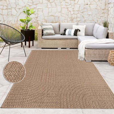 Paco Home Binnen- en buitenvloerkleed, terras en balkon, weerbestendig effen met structuur 80x150 cm