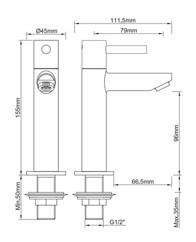 Wiesbaden Caral Amador fonteinkraan XL Kiwa 1/2'' geborsteld koper