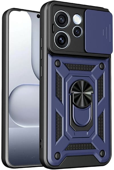 Coverup Hoesje - Geschikt voor OPPO Reno15 Pro Hoesje - Coverup Armor Ring Kickstand Back Cover met Camera Shield - Blauw