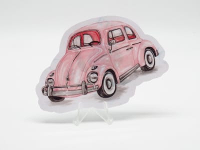 Roze VolksWagen Sticker - Valentijn VolksWagen | Vera's Arts & Dice | Schattige Stickers - Handgemaakte Stickers - Journaling - Bullet Journal - Scrapbooking - Leuke Stickers - Laptop Sticker - Telefoon Sticker