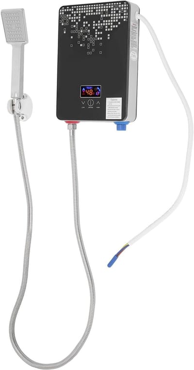 Elektrische doorstroomboiler - Direct warm water - Keuken en badkamer - Lekbescherming en LED-scherm - 57 x 277 cm - zwart