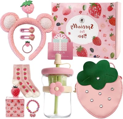 9-delige Waterglas Aardbeien Cadeauset voor Tuinliefhebbers en Decoratie