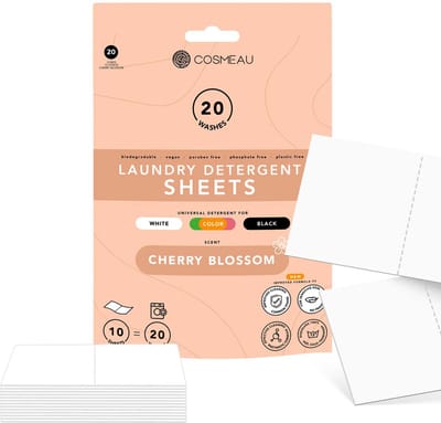 Cosmeau G5 Wasmiddel Wasstrips 20 Wasbeurten - Kersenbloesem Cherry Blossom - Wasvellen - Wasmiddeldoekjes - Detergent Sheets - Wasdoekjes