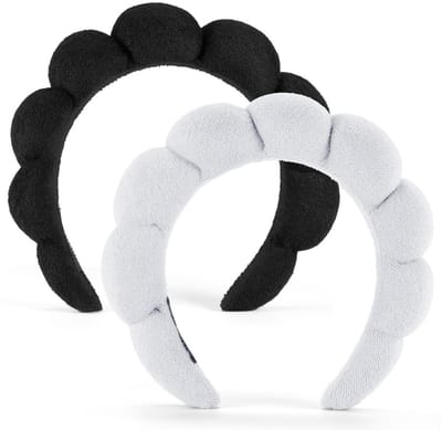 Daity 2-pack - Hoofdband - hoofdband dames - Headbands for Face Washing - Facials - Masks & Skin Treatments（Zwart/Wit）
