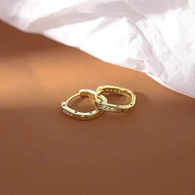 Gading® dames oorringen met zirkonia-vierkant oorringen-11mm-11mm-goudkleurig-zilver 925