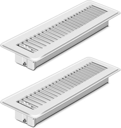 Vloer Roosters - Ventilatie Roosters - Luchtstroom Regelen - Roestvrij Metaal - 2x10 Inch - Wit