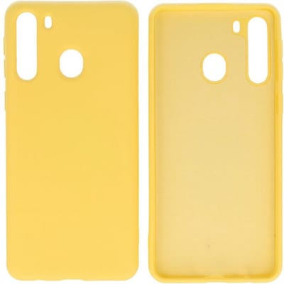 Hoesje Geschikt voor Samsung Galaxy A21 - Fashion Telefoonhoesje Backcover - Siliconen Hoesje - Geel