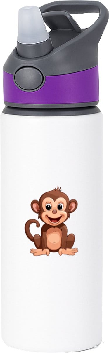 Hacebo® - Apen waterfles met rietje paars - Aap - Dieren liefhebbers - Dierentuin - dieren - water fles - 650ML