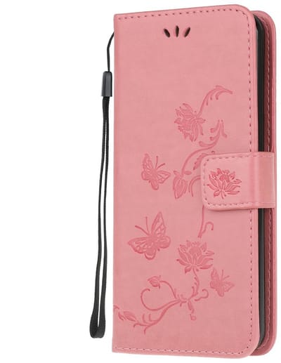 Coverup Bloemen & Vlinders Book Case - Geschikt voor Samsung Galaxy A32 5G Hoesje - Pink