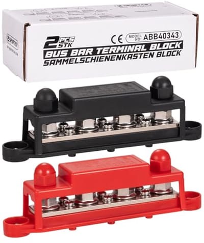 Stroomverdeler Busbar 12V-48V 250A met 4 M10 Bouten en 6 M4 Schroeven voor Auto, Vrachtwagen, Camper en Boot
