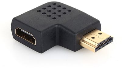 HDMI Male naar HDMI Female - haakse hoek aansluiting - compacte adapter kabel connector - voor o.a. monitor en laptop - zwart
