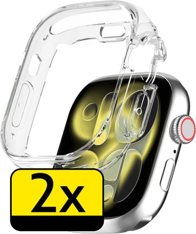 Hoesje - 2 Stuks - Geschikt voor Apple Watch 11/12 (42 mm) - Sterk & Shockproof - Smartwatch Full Bumper Hoes - Siliconen Case Cover - Transparant