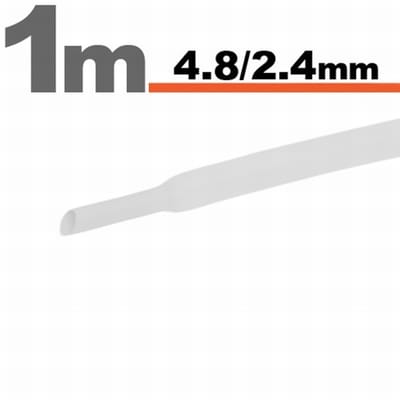 5× 1 Meter Krimpkous Wit 4,8 / 2,4 mm – 5 Stukken Van 1 Meter – Warmtekrimpbuis Voor Isolatie En Kabelbescherming – Geschikt Voor Elektrische Installaties En Reparaties [11025W]