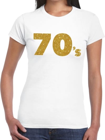 70's goud glitter t-shirt wit dames - dames shirt 70's XS