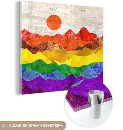 MuchoWow® Glasschilderij 50x50 cm - Schilderij acrylglas - Pride - Regenboog - Gay - Foto op glas - Schilderijen
