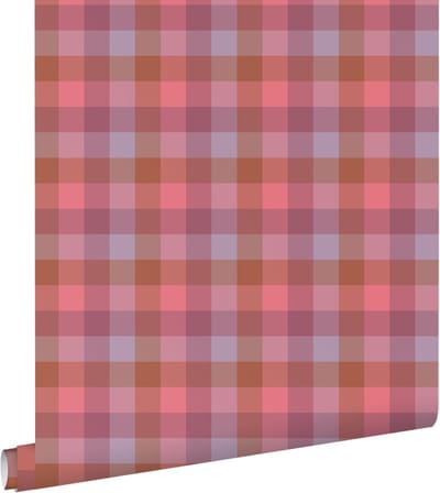 ESTAhome behang ruiten paars, roze en blauw - 50 x 900 cm - 132063