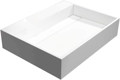 Wandwastafel Solid Stone - Wastafel aan muur - Badkamer Inrichten - Afgedekte afvoer - 60 x 46 x 13 cm