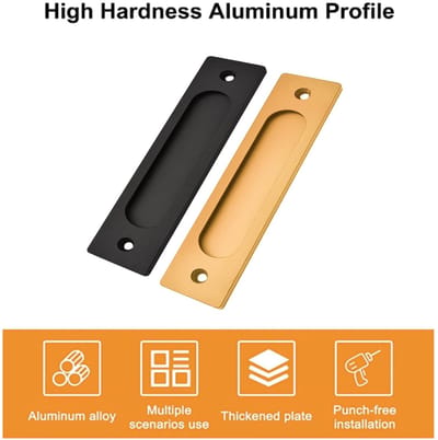 Dailygoods- Schuifdeurgrepen Set van 2 - Rechthoekig - Aluminiumlegering - Mat Zwart - Sierlijk Design - Zorg voor je handen - Deurgrepen
