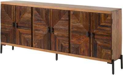 MASSIVMOEBEL24.DE sloophout dressoir blank 206x40x93 cm gelakt deels gemonteerd LYON volledig massief #111
