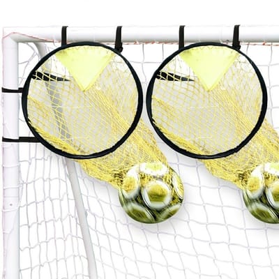 Zwart Geel draagbaar voetbal trainingsnet voetbaldoel unisex doelnet voor nauwkeurigheidsoefeningen met frame en ophangbanden sport trainingshulpmiddel voor binnen en buiten gebruik doeltraining net
