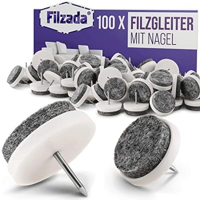 Viltglijders voor meubilair - Professionele nagels - Ø 24 mm (wit) - 100 stuks