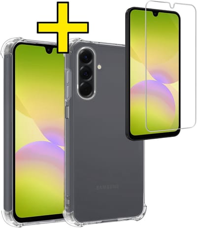 Hoesje - Met Screenprotector - Geschikt voor Samsung Galaxy A26 - Sterk & Shockproof - Siliconen Case - Back Cover - Telefoon Hoes - Shock Proof - Telefoonhoesjes - Transparant