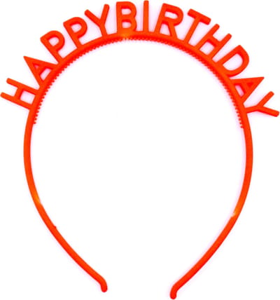 Diadeem happy birthday fel oranje donker - kinderfeestje - verjaardag